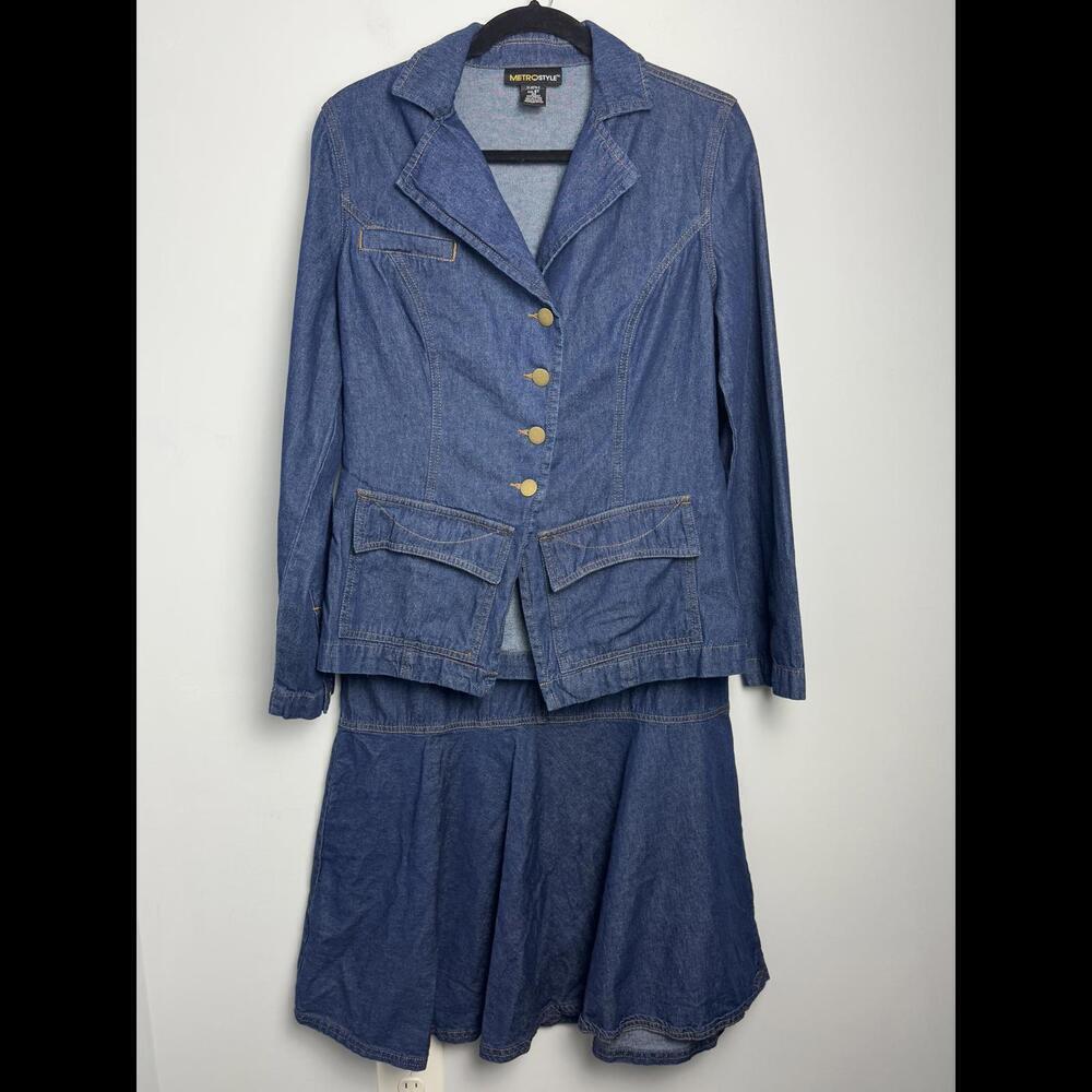 Vintage Metrostyle Denim Blazer and flounced hem skirt set size  8T